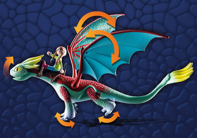 Set lodër Spin Master How to Train Your Dragon The Nine Realms Feathers dhe Alex, dragoi me krahë që lëvizin, figura personazhesh, shumëngjyrëshe