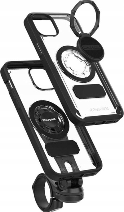 Maskë telefoni Rokform Crystal për iPhone 15, që s’e ha kollaj goditja, me magnet dhe RokLock, transparente me të zezë