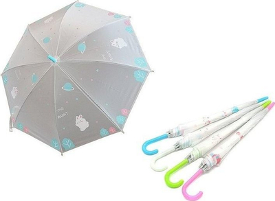Çadër fëmijësh Adar Rabbit Umbrella, transparente, dorezë në formë J, shumëngjyrëshe