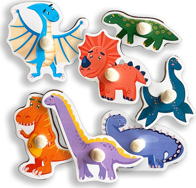 Puzzle druri Smily Play Dinosaur, 7 copa, për kalamaj 18m+, shumëngjyrësh
