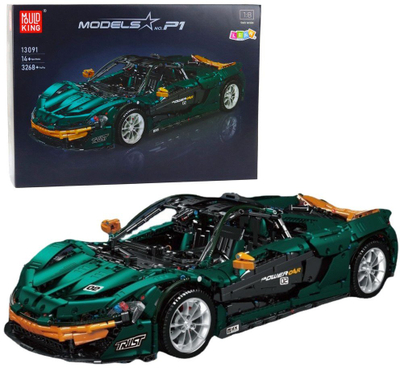 Set ndërtimi Mudking Models P1, makinë sporti 1:8, 3268 copa, jeshile e errët