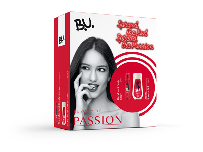 Set B.U Passion, deodorant 150 ml + xhel dushi 250 ml