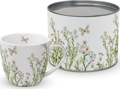 Filxhan porcelani PPD Garden, 450 ml, me kuti metalike, i bardhë me lule e dekor