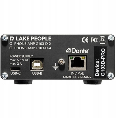 Përforcues kufjesh Lake People G103-D4 Dante, rregullim gain, për punë profesionale