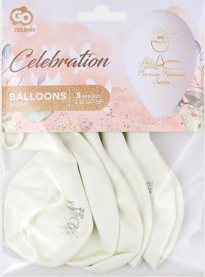 Balona dekorative Godan Premium për Kungimin e Parë, 33 cm, 5 copë, të bardha