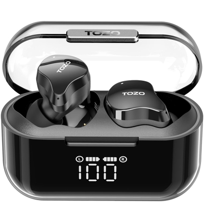 Kufje pa kabllo TOZO T18 Crystal Buds, Bluetooth, IPX8, të zeza