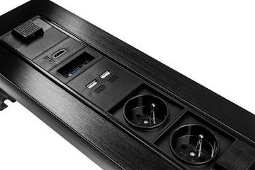 Prizë tavoline Spacetronik SPS-E27B, 2x FR, USB HDMI, karikim me valë, e zezë