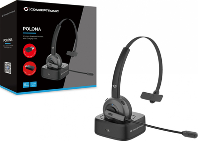 Kufje wireless Conceptronic POLONA03BDA, Bluetooth, me mikrofon, të zeza
