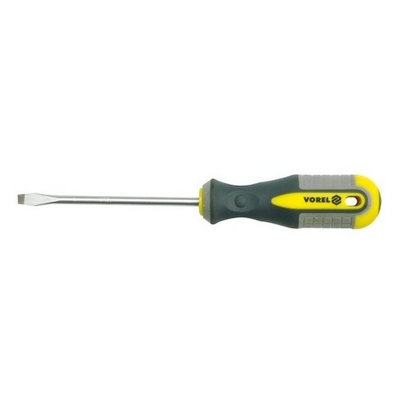 Destornjator i rrafshët Vorel 60950, 3x75mm, dorezë ergonomike, gri e verdhë