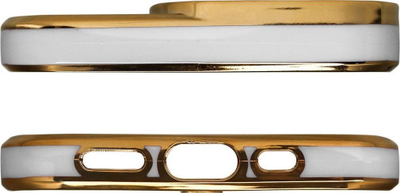 Mbështjellës telefoni Hurtel Fashion Case për Samsung Galaxy A12 5G, xhel transparent, kornizë me ngjyrë ari, i bardhë