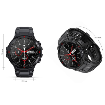 Smartwatch Giewont GW430-1, sportiv, që s’e ha uji, i zi
