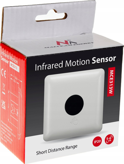 Çelës ndriçimi Maclean MCE313W, sensor lëvizjeje PIR, touchless, i bardhë