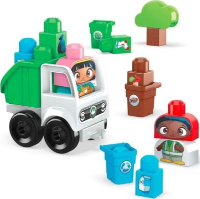 Lodra blloqe MEGA BLOKS Sort &amp; Recycle Squad, 17 pjesë, 2 figura, shumëngjyrëshe