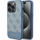 Mbrojtëse telefoni Guess 4G Bottom Stripe për iPhone 15 Pro, logo metal, blu
