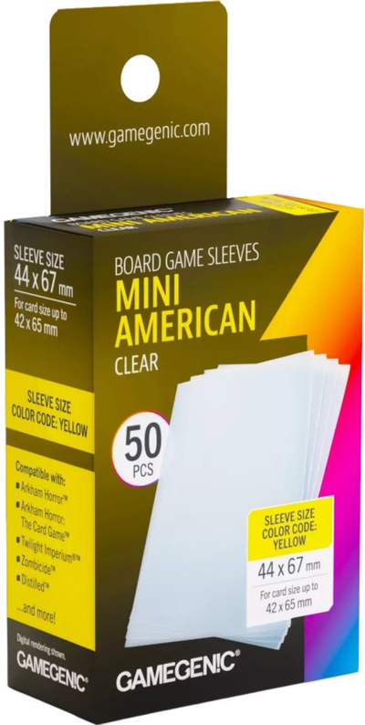 Mbrojtëse letra loje Gamegenic Mini American, 44x67 mm, 50 copë, transparente