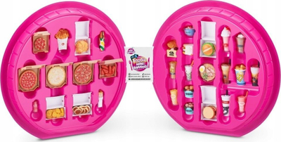 Kuti koleksioni ZURU 5 Surprise Foodie Mini Brands Series 2, me 5 mini figura, rrethore, rozë