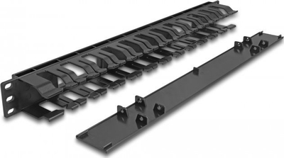 Panel menaxhimi kabllosh DeLOCK 19", 2 hapje, 1U, i zi