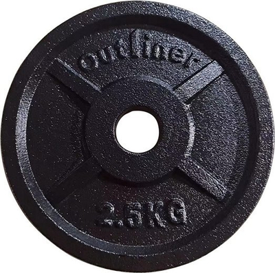 Олимписки диск Outliner Rubber Plate, 2.5kg, отвор 51mm, црн