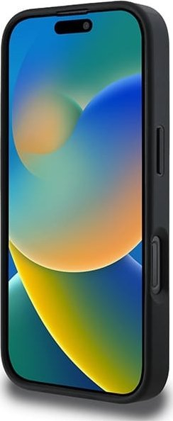 Kapak telefoni DKNY PU Leather Checkered për iPhone 16 Pro Max, me vija, i zi