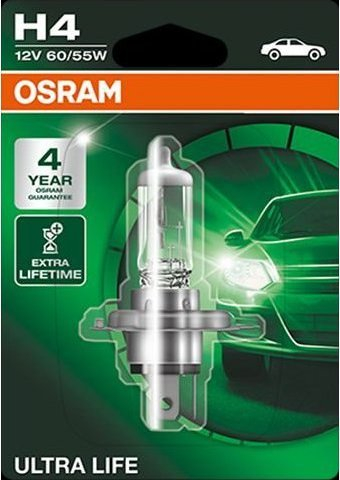 Автомобилска сијалица Osram Ultra Life H4, 12V, 60/55W, проѕирна