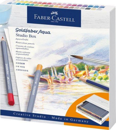 Set lapsash akuarele Faber-Castell Goldfaber Aqua 114616, 38 copa, me aksesorë