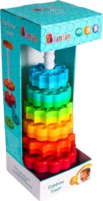 Lodër zhvillimore Bam Bam Rainbow Spiral Pyramid, piramidë me unaza, 12m+