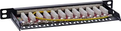 Patch panel InLine 10, Cat.6A, 12 porta, 0.5U, i zi