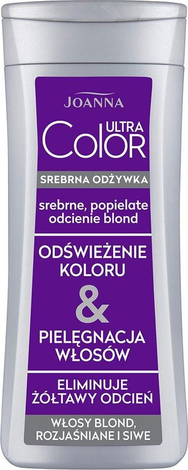 Balsam flokësh Joanna Ultra Color Silver, për nuanca bionde dhe gri, 200g