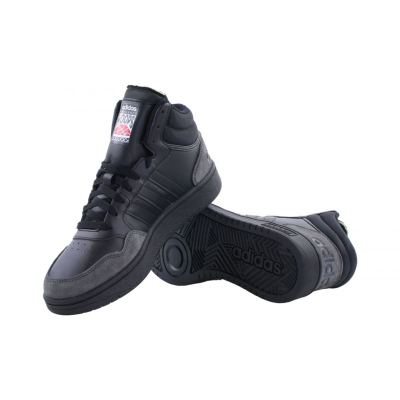 Atlete Adidas Hoops 3.0 Mid, për burra, lëkurë, të zeza