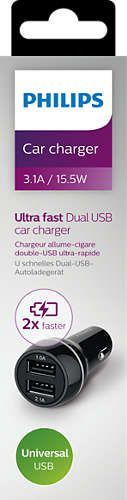 Karikues makine Philips DLP2357U/10, 2x USB A, 3.1A, i zi