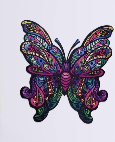 Puzzle druri PuzzleOK Colorful Butterfly, 50 copa, A4, shumëngjyrësh