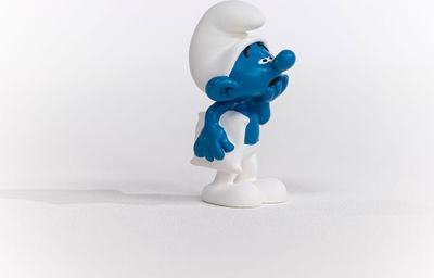 Figurinë lodër Schleich Smurfs Lazy, për koleksion, blu e bardhë