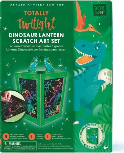 Set krijimi Box Candiy Lantern Scratch Art Totally Twilight Dinosaur, fanar 3D me dinosaur, dritë LED, me ngjyra