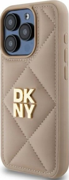 Kapak telefoni DKNY DKHCP15XPQDSLE për iPhone 15 Pro Max 6.7", dizajn quilted, bezhë