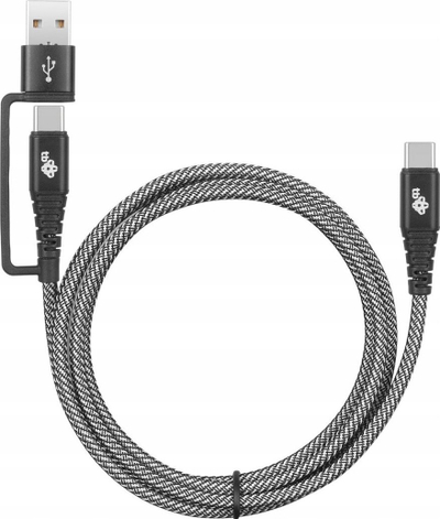 Kabllo karikimi TB 2in1 USB C në USB C me kapak USB A, 1.2m, 60W, e zezë