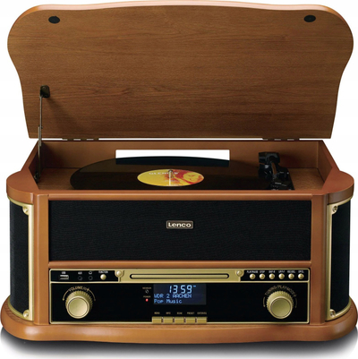 Gramafon Lenco TCD-2571, USB, kasetë, radio DAB+, dru natyral