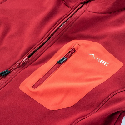 Bluza burrash Elbrus Emino Polartec, me zinxhir, sportive, e kuqe