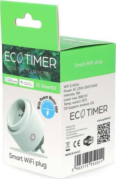 Prizë inteligjente WiFi Tuya Power Meter, 3680W, matës energjie, e bardhë