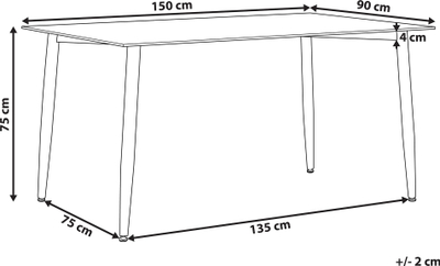Tavolinë ngrënie TOTHAM, 150 x 90 cm, xham i temperuar, këmbë të zeza