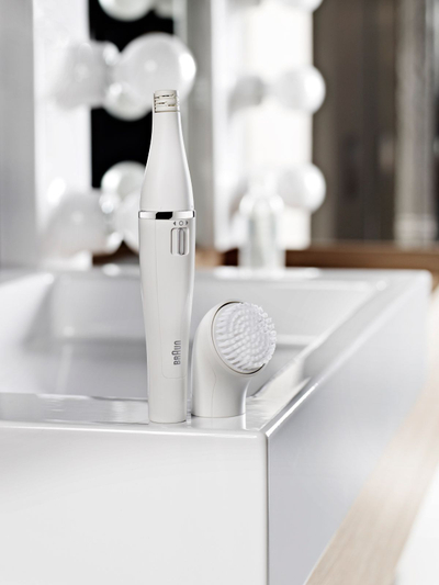 Epilator fytyre Braun Face SE830, furçë pastrimi, pasqyrë me dritë, i bardhë
