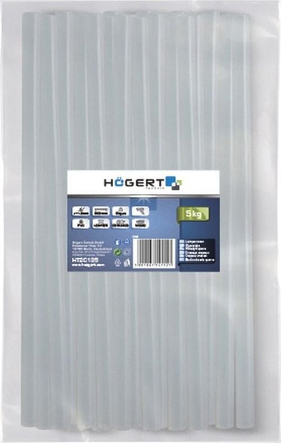 Леплив стап Högert Technik HT2C135, 11mm x 300mm, сет 5kg 100 парчиња, проѕирен