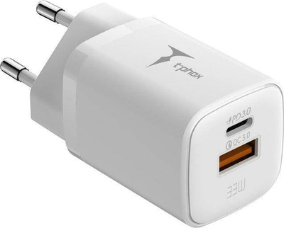 Karikues AC T-phox Handy Series T-PP08, 33W, USB dhe USB-C, i bardhë