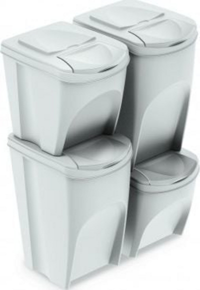 Set kosha të mbeturinave SortiBox, të bardhë, 4 copë