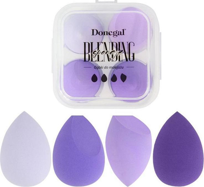 Set sfungjerë make up Donegal Blending Sponge 4345, 4 copë, me kuti, ngjyrë vjollcë