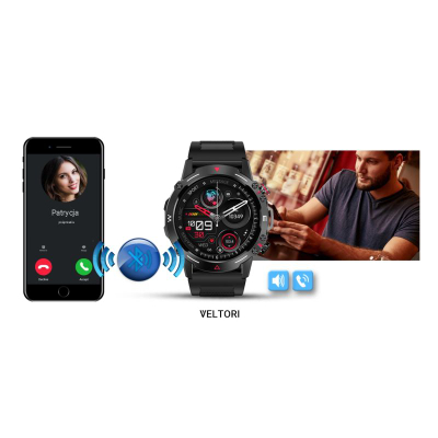 Ora inteligjente Veltori VT110-1, ekran 1.43" AMOLED, IP68, rrip silikoni i zi
