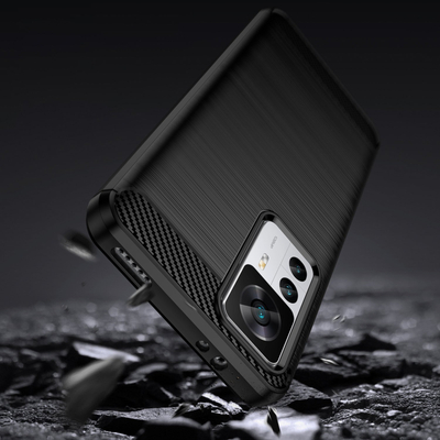 Kllëf makinerie për Xiaomi 12T / 12T Pro Carbon, TPU i butë, mbron nga goditjet, i zi
