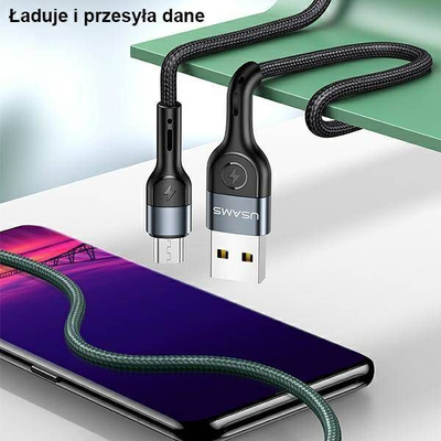 Kabllo Usams USB-A - microUSB, 1m, e zezë 