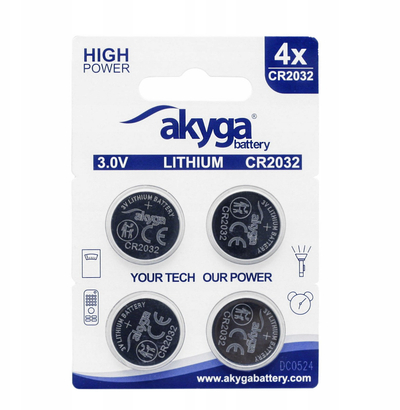 Bateri buton Akyga CR2032, 3V, 210mAh, set 4 copë