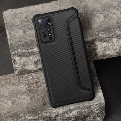 Këllëf telefoni Razor Book për Xiaomi Redmi Note 12 Pro Plus 5G, tip libër, me xhep kartash, i zi