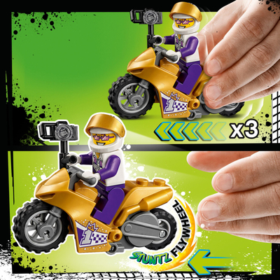 Lojëra ndërtimi LEGO City Stunt Show Motorbike with Camera 60309, motor stunt me flywheel, 5+